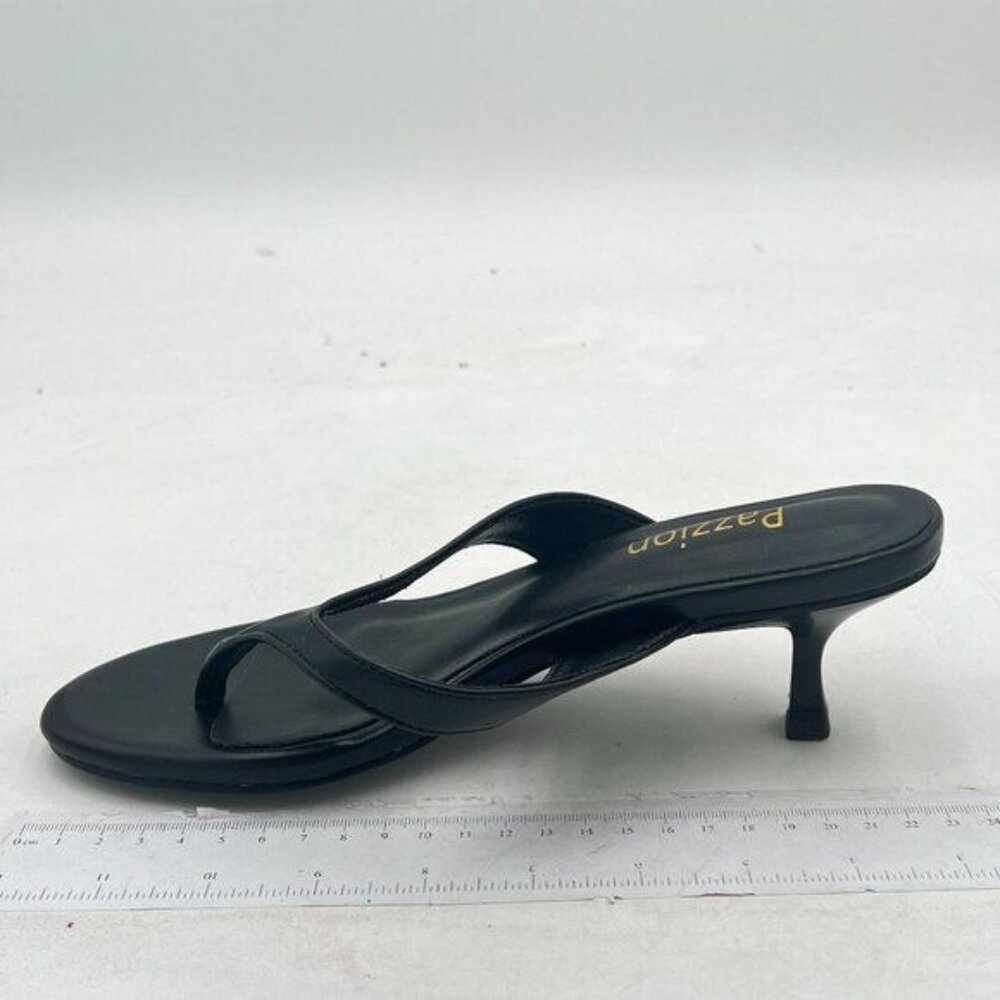 Pazzion Women's Fashion Open Toe Kitten Heel Flip Flops Slip On Low Heeled Thong